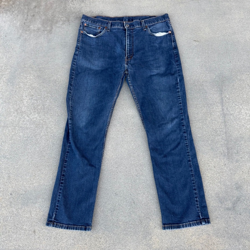 Levi's 514 Straight Fit Jeans Mens 40x32 Dark Wash Blue Stretch Denim Pants - Picture 2 of 9